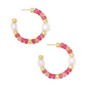 NWT Kendra Scott The Rachel Pink Beaded Hoop Earrings, OS